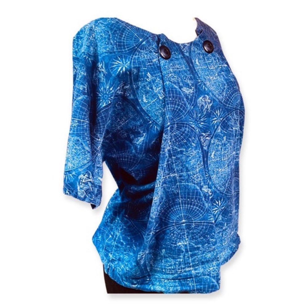 Vintage 1980s 2x Blue Cotton Top